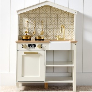 Best Choice Products Pretend Play Wooden Farmhouse Kitchen Set w/ Storage, Clicking Knobs, 5 Accessories - 1 of 4