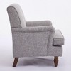 Zeus & Ruta Vintage Linen Armchair with Upholstered and Antique Solid Wood Legs, Single Accent Chair for Home - 4 of 4