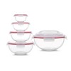 JoyFul by JoyJolt Kitchen Mixing Bowls. 5pc Glass Bowls with Lids Set – Neat Nesting Bowls - Red - 3 of 4