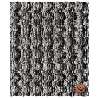 NCAA Oregon State Beavers Two- Tone Sweater Knit Blanket with Faux Leather Logo Patch