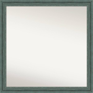 30"x30" Non-Beveled Upcycled Wood Bathroom Wall Mirror Teal/Gray - Amanti Art: Modern Square, Wall Mount, Includes Hardware - 1 of 4