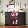 6 Drawer Dresser for Bedroom with Charging Station & LED Light,  Adjustable Feet, Anti-Tip TV Stand for 60" TV, Fabric Chest of Drawer - 2 of 4