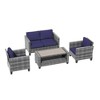 Sonkuki 4 Pieces Patio Conversation Set, Loveseat Sofa with Coffee Table, All-Weather PE Rattan Wicker Sofa - 2 of 4