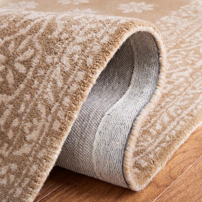 Beige and White Hand-Tufted Wool 8' x 10' Area Rug