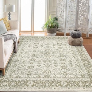Acekool Machine Washable Area Rug, Non Slip Vintage Floral Carpet for Living Room, Bedroom - 1 of 4