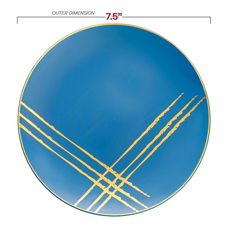 Smarty Had A Party 7.5" Blue with Gold Brushstroke Round Disposable Plastic Appetizer/Salad Plates (120 Plates), 2 of 7