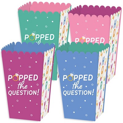 Big Dot of Happiness Just Engaged - Colorful - Engagement Party Favor Popcorn Treat Boxes - Set of 12