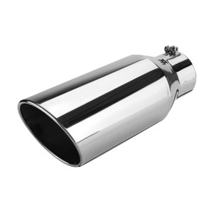GOTGELIF 4" Inlet 6" Outlet 15" Long Stainless Steel Car Exhaust Tip Exhaust Muffler with Rolled Edge - 1 of 4