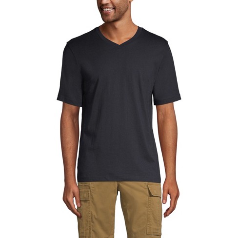 Lands' End Men's Super-t Short Sleeve V-neck T-shirt - Large - Black ...