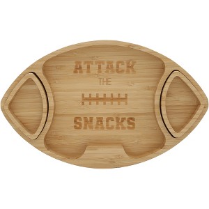 Pavilion Gift Company - Attack the Snacks - Bamboo Serving Board with Dip Bowls - Serving Trays - 1 of 4