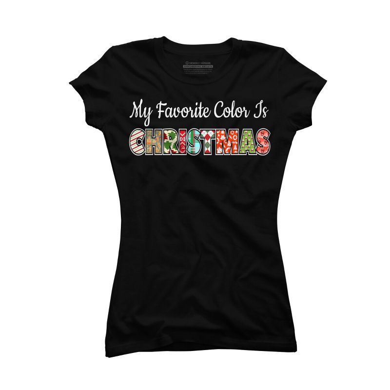 Junior's Design By Humans My Favorite Color Is Christmas By c3gdesigns T-Shirt, 1 of 4