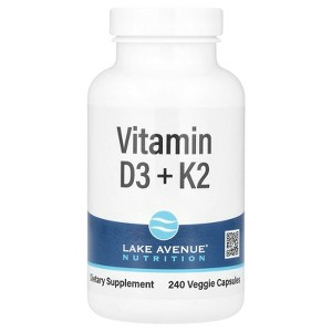 Lake Avenue Nutrition Vitamin D3 + K2, 240 Veggie Capsules - 1 of 4