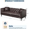 TackView 81" Mid-Century Modern Chesterfield Sofa - Faux Leather 3-Seater Couch with Deep Seats, Button Tufting & 2 Pillows - 3 of 4