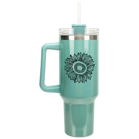 Elanze Designs Sunflower Flower Emblem 40 oz. Stainless Steel, Large Water Bottle Coffee Mug, Spill & Leak Resistant, Thermal Travel Tumbler with - image 1 of 1