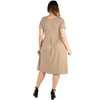 24seven Comfort Apparel Short Sleeve Plus Size  Midi Skater Dress With Pockets - 3 of 4