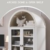 71" Tall Bookshelf, Wooden Arched Bookcase with Glass Doors and Adjustable Shelves, Wooden Display Cabinet with Large Storage Space, White - image 3 of 4