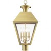 Livex Lighting Wentworth 4 - Light Post Light in  Natural Brass - 3 of 4