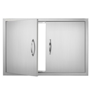 VEVOR BBQ Access Door, 33W x 22H Inch Double Outdoor Kitchen Door, Stainless Steel Flush Mount Door, Wall Vertical Door with Handles, Silver - 1 of 4