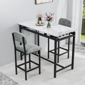 CAVINAS Dining Table Set for 2 Kitchen Table Table and Chair with 2 Upholstered Chairs, Bar Dining Table Set for Small Spaces - 1 of 4