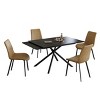 5 Piece Dining Set for 4,Retractable Sintered Stone Dining Table with 4 Armless Dining Chairs Metal Legs for Dining Room,Kitchen-Maison Boucle - 2 of 4