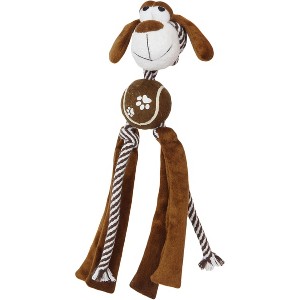 Pet Life Tennis Pawl Rope Squeaker and Crinkle Tennis Dog Toy - 1 of 1