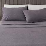 Great Bay Home Cotton Heathered Solid Flannel Sheet Set