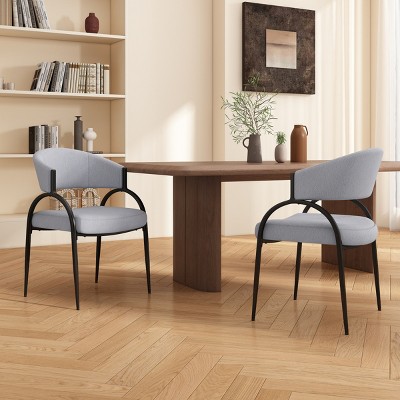 Upholstered Dining Chairs Set of 2 with Metal Legs,Modern Fabric Accent Chairs for Kitchen Dining Room-Baofuwish