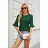 Women's Crew Neck Ruffle Sleeve Top, Half - Sleeve Pleated T - Shirt, Casual Flowy Tee - 4 of 4