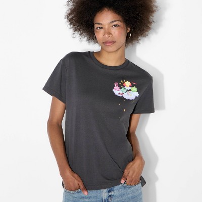 Women's Care Bears Halloween Short Sleeve Graphic Boyfriend T-Shirt - Black