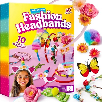 Headband Making Kit for Girls, DIY Your Own Fashion Headbands, Hair Accessories Set Arts and Crafts, Gift for Girls Age 6+