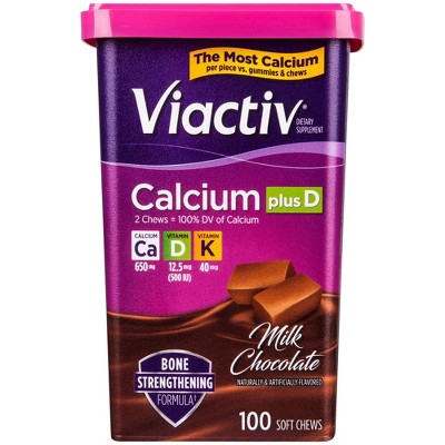 Viactiv Calcium Plus Vitamin D Soft Chews - Milk Chocolate - 100ct