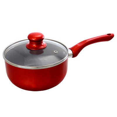 WearEver Cook & Strain Nonstick 1.2-Quart Saucepan, Red