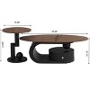 Sapphtopaz Modern Nesting Coffee Table Set of 2 with Unique Design Oval & Round Center Table with Curve Metal Base Coffee Bar for Living Room - 2 of 4