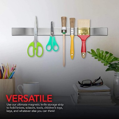 LunaLulinlk Stainless Steel 24" Magnetic Knife Bar with Multipurpose Use as Home Organizer