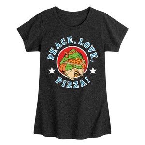 Girls' - Teenage Mutant Ninja Turtles - Peace Love Pizza Fitted Short Sleeve Graphic T-Shirt - 1 of 4