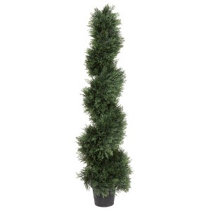 Vickerman Artificial Cedar Spiral Topiary In Pot UV - 1 of 4