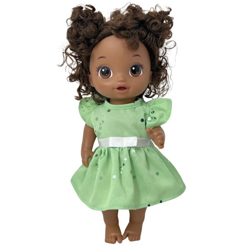 Doll Clothes Superstore Green Sequin Dress Fits 12 Inch Baby Alive And Little Baby Dolls, 4 of 5