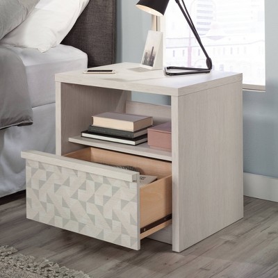Glacier Oak 1-Drawer Nightstand with Geometric Pattern