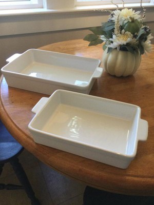 2pc Stoneware Square Baking Dish Set Cream - Figmint™