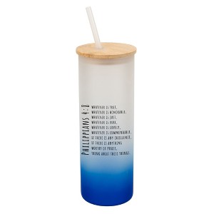 Elanze Designs Whatever Is True Honorable Philippians 4:8 Wrap-Around Design 25 Ounce Frosted Gradient Glass On-The-Go Coffee Travel Skinny Tumbler - 1 of 1