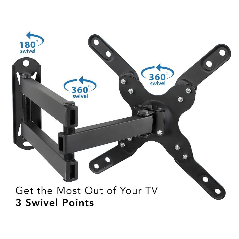 Mount-It! TV Wall Mount Monitor Bracket with Full Motion Articulating Tilt Arm, 15" Extension Arm Fits 17 - 47 Inch TVs, VESA 200x200, 4 of 7
