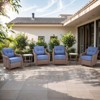 POCASSY Outdoor Swivel Patio Chairs Set with 6-Inch Thick Cushions, All Weather Brown Wicker Patio Furniture Set Outdoor Bistro Set for Porch - 3 of 4