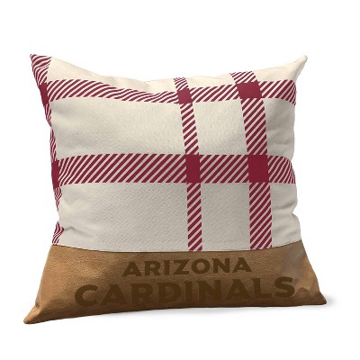 NFL Arizona Cardinals Farmhouse Plaid Faux Leather Throw Pillow