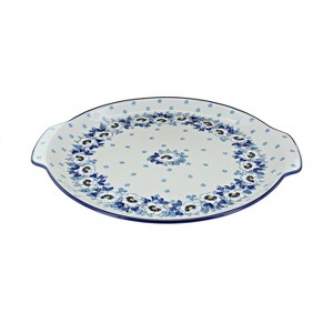 Blue Rose Polish Pottery 151 Ceramika Artystyczna Round Serving Tray with Handles - 1 of 2
