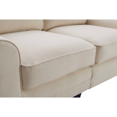 Buttercream Microfiber Rolled Arm Loveseat with Wood Frame