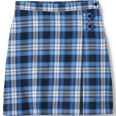 Lands' End Kids Plaid A-line Skirt Below The Knee - 8 - Clear Blue ...