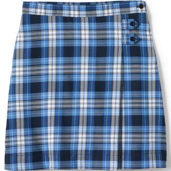 Lands' End School Uniform Kids Slim Plaid A-line Skirt Below the Knee