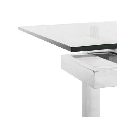 Montrelle Silver Acrylic and Glass Coffee Table with Storage