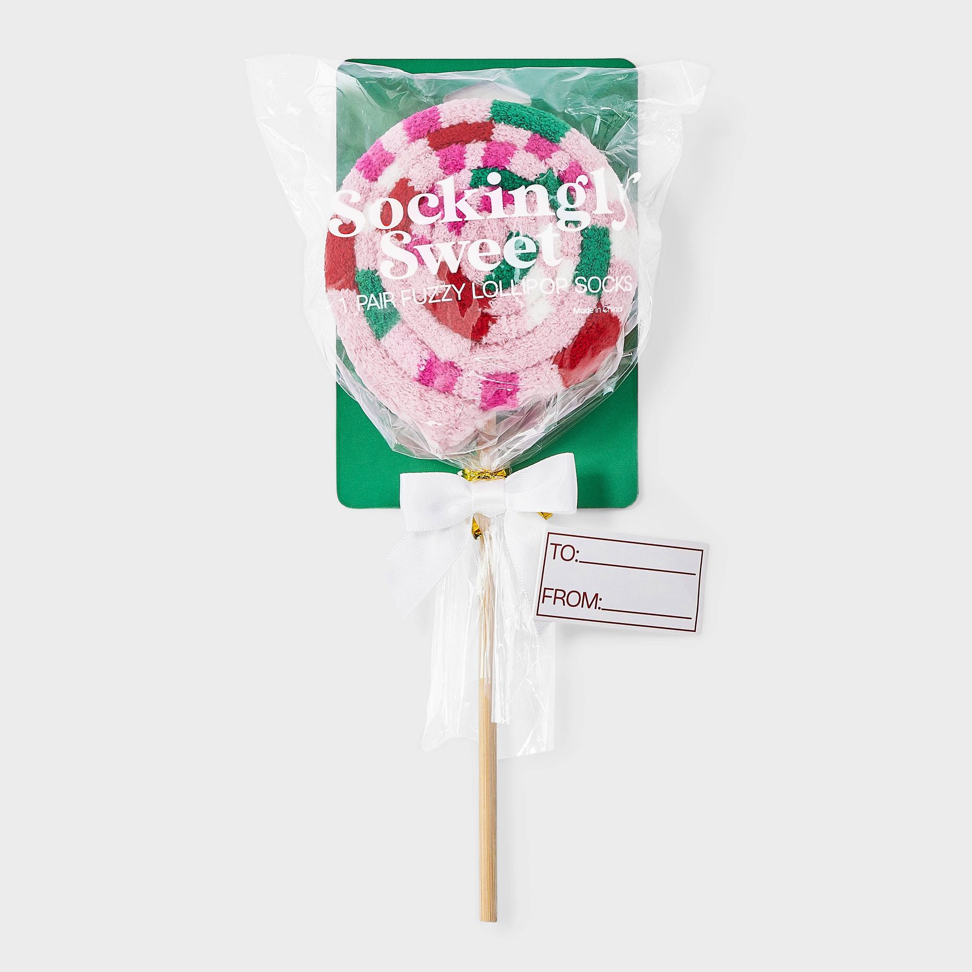 Women's Lollipop Christmas Cozy Crew Socks - Pink 4-10