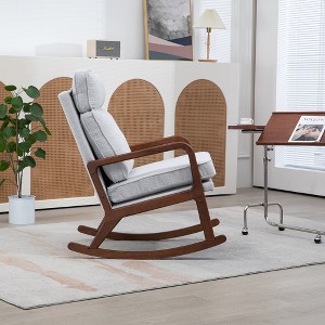 25.2"W Modern Rocking Chair Accent Lounge Armchair Comfy Boucle Upholstered,Green - 1 of 4